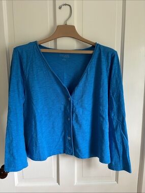 Escape Women's Teal Blue Button-Front Lightweight Top